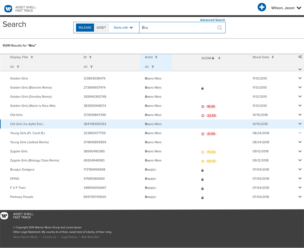 WMG Search Options